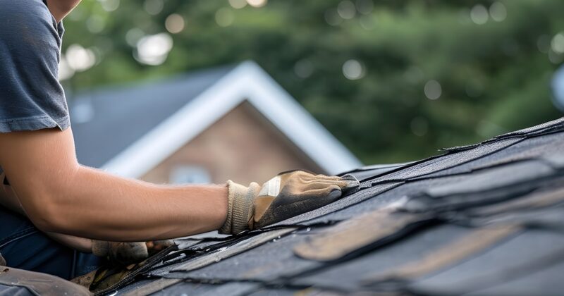 Roofing contractor making a roof