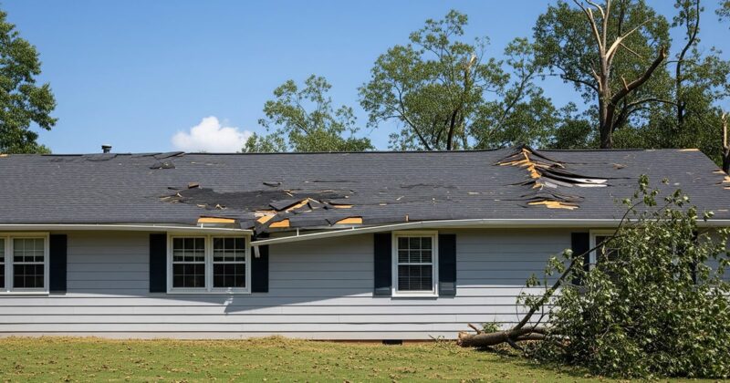 damaged roof after a storm in Charlotte NC